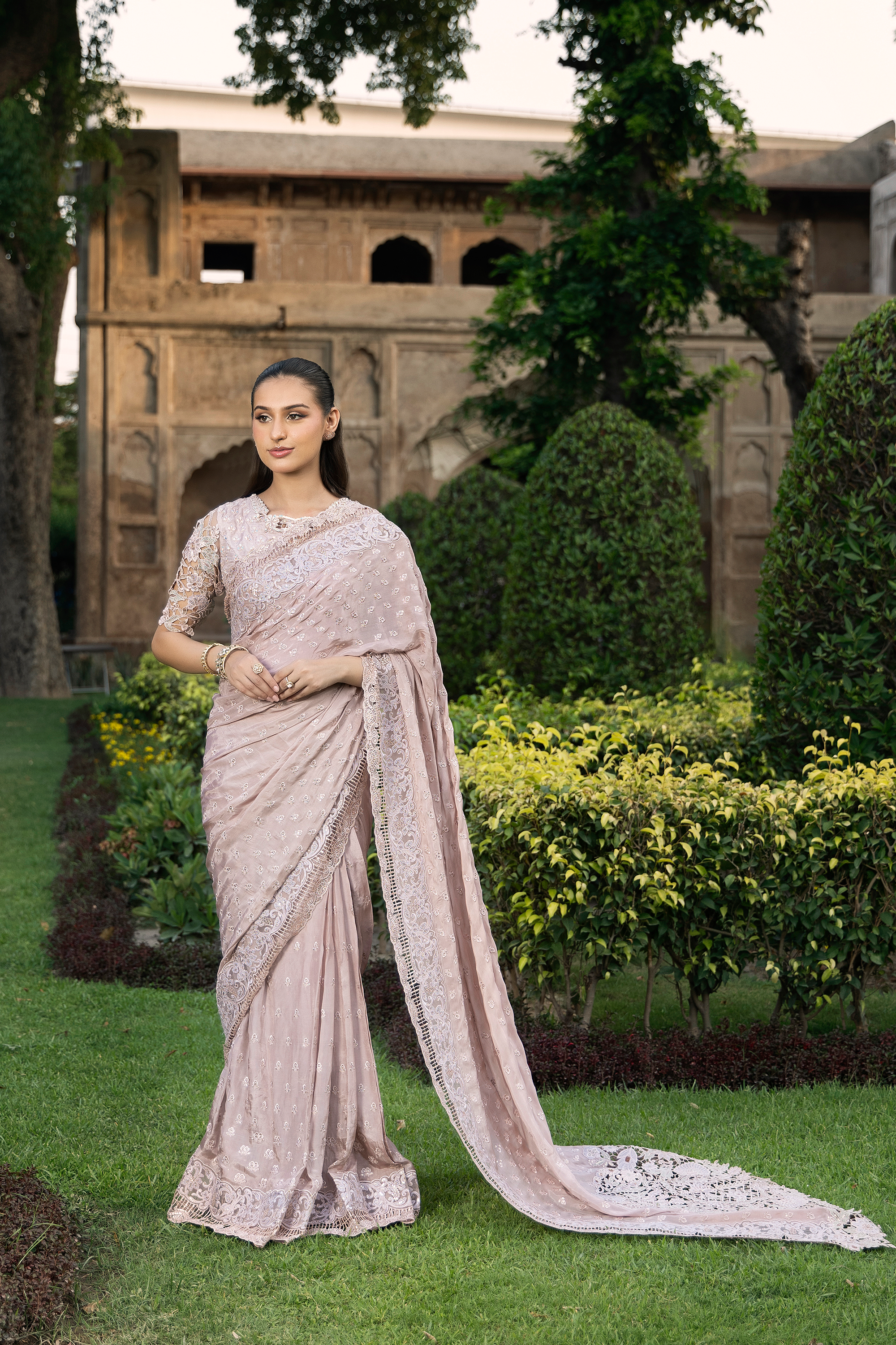 Blush Pink Embroidered Saree New Design-Anaya Festive ’26