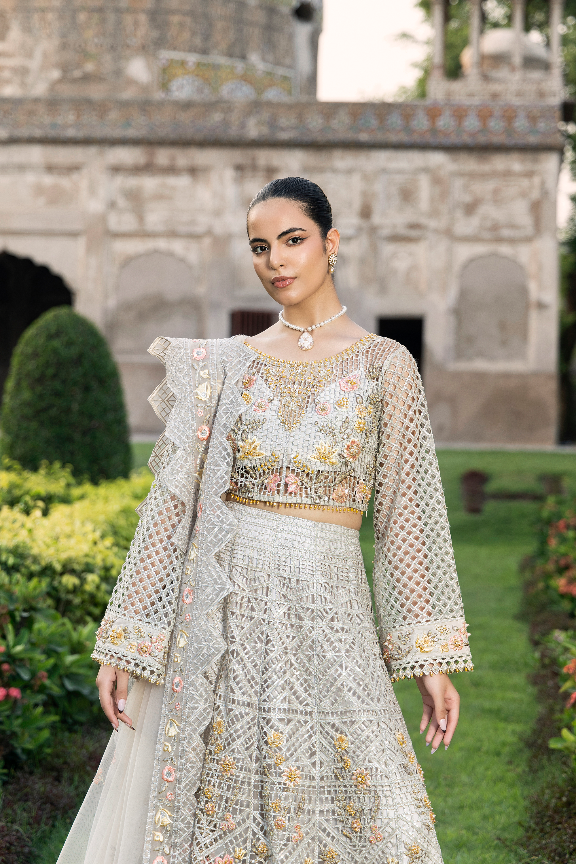 Ivory Floral Embroidered Pakistani Luxury Formal Dress-Anaya Festive ’26 –