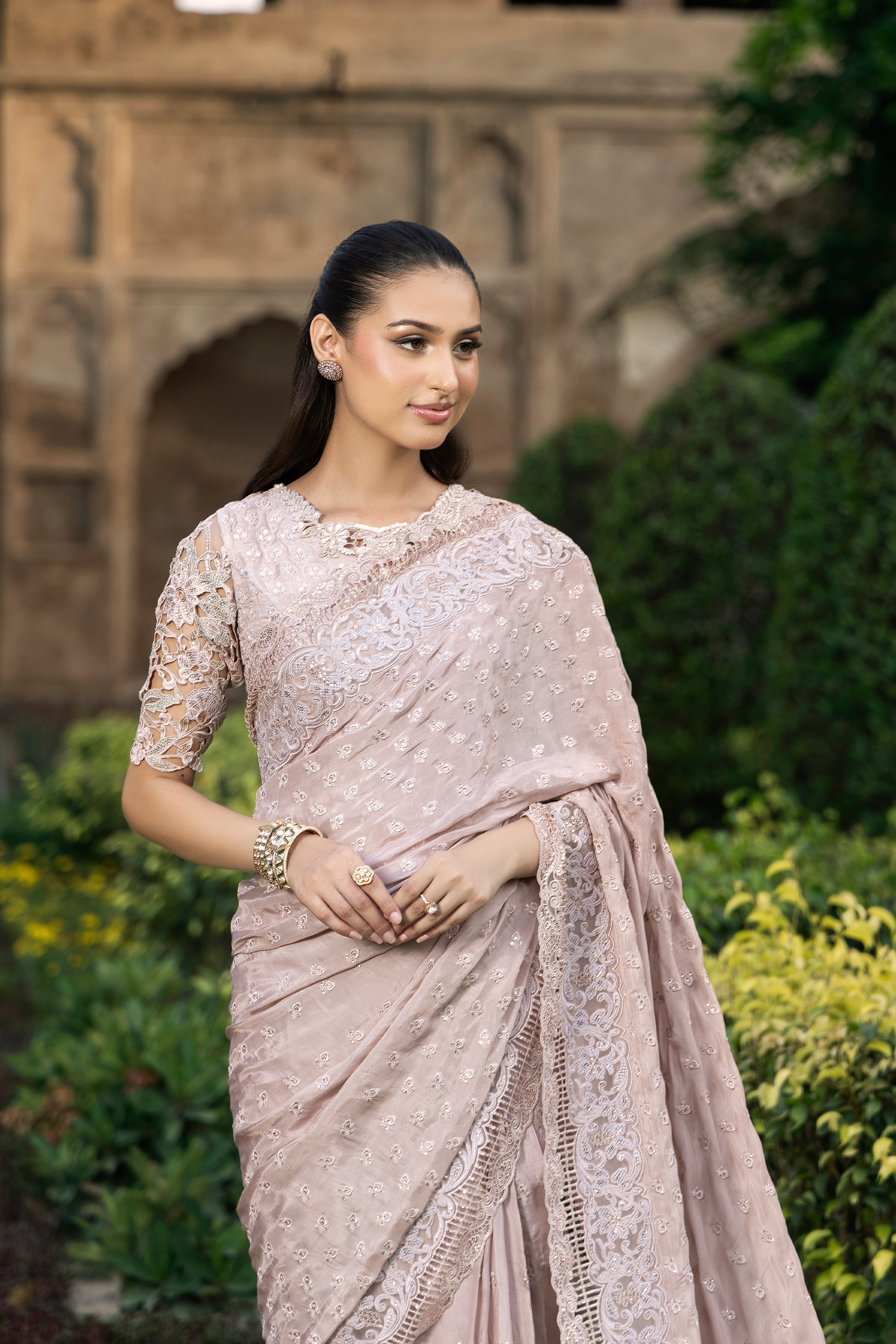 Blush Pink Embroidered Saree New Design-Anaya Festive ’26