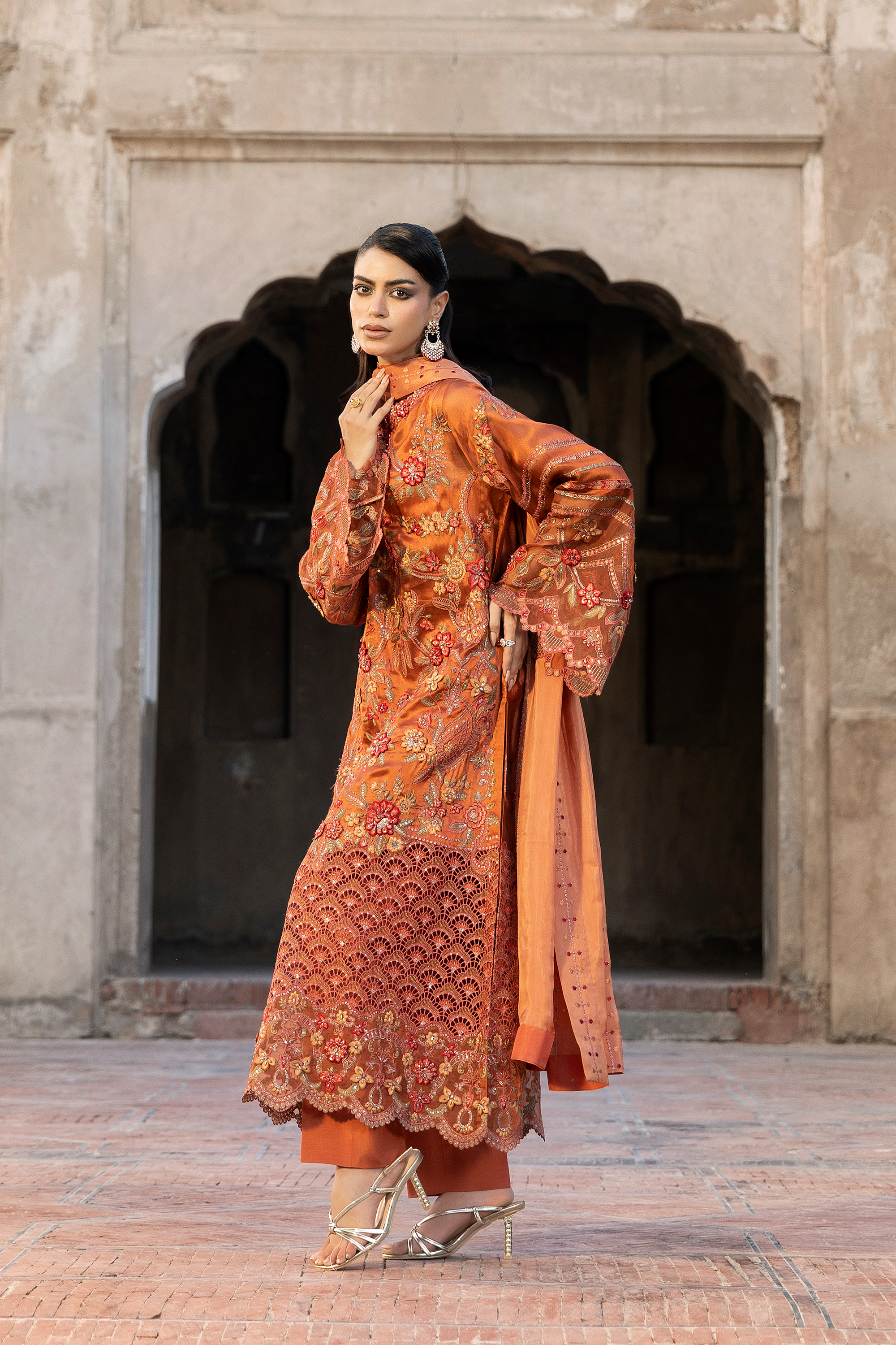 Rust Embroidered Pakistani Festive Suit-Anaya Festive ’26
