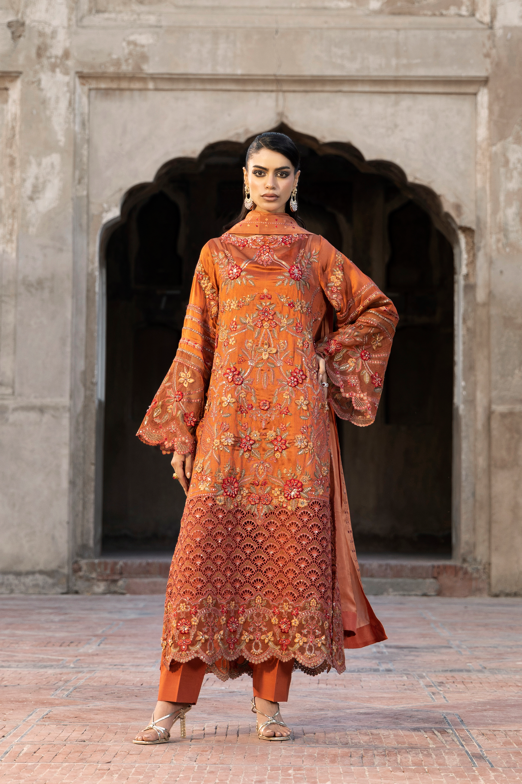 Rust Embroidered Pakistani Festive Suit-Anaya Festive ’26