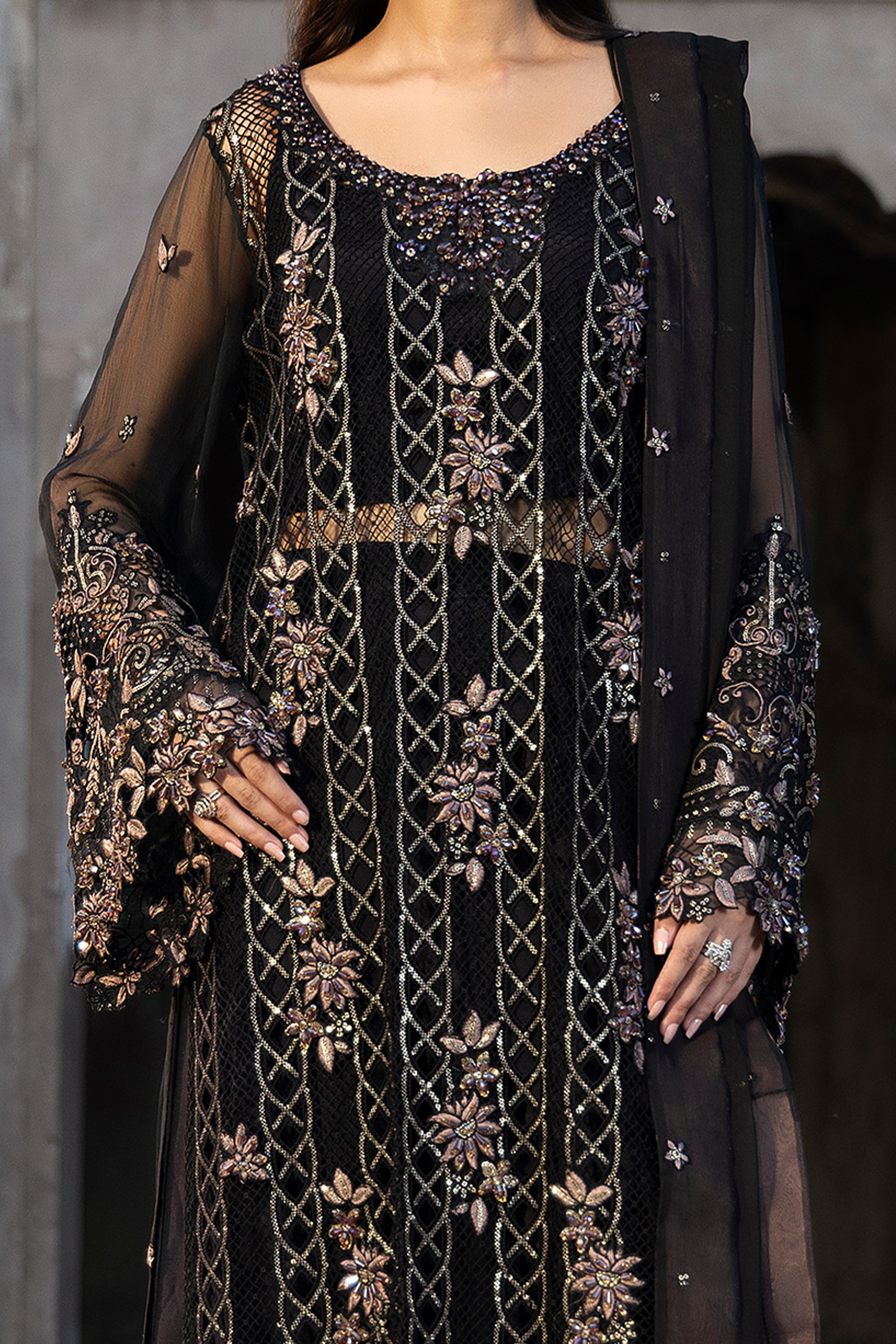 Black Embroidered Luxury Pakistani Festive Suit-Anaya Festive ’26