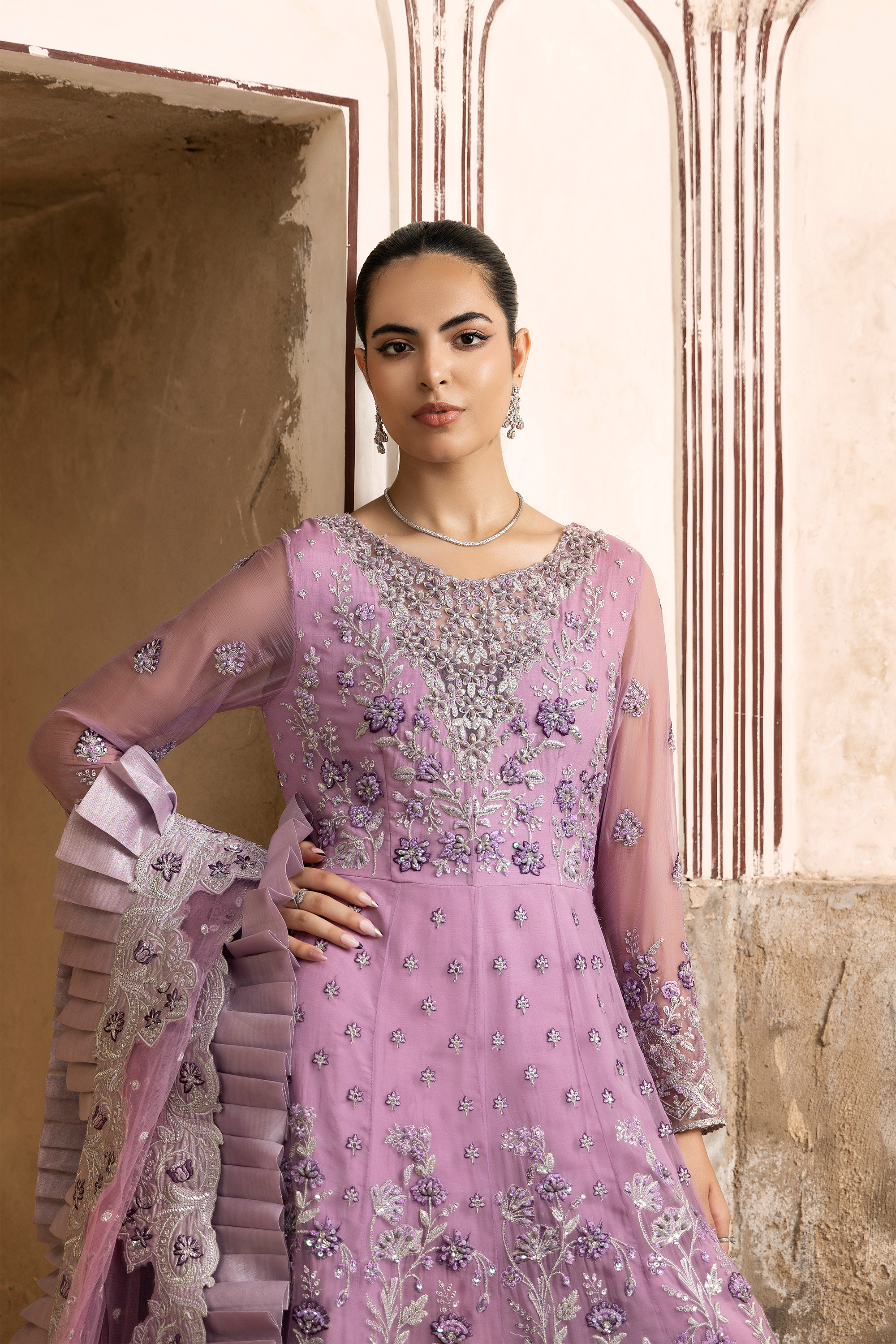 Pink Floral Embroidered Pakistani Festive Suit-Anaya Festive ’26