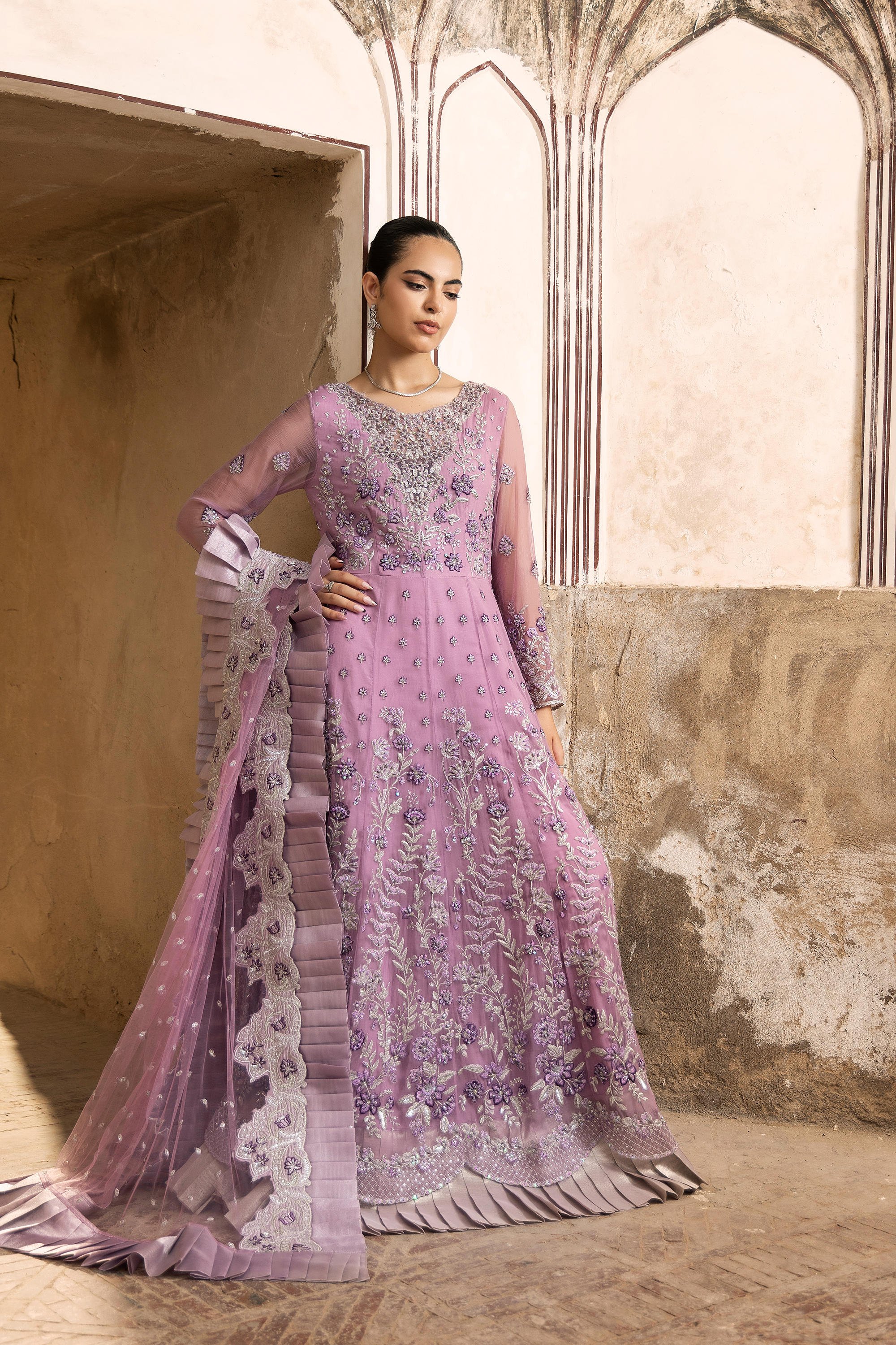Pink Floral Embroidered Pakistani Festive Suit-Anaya Festive ’26