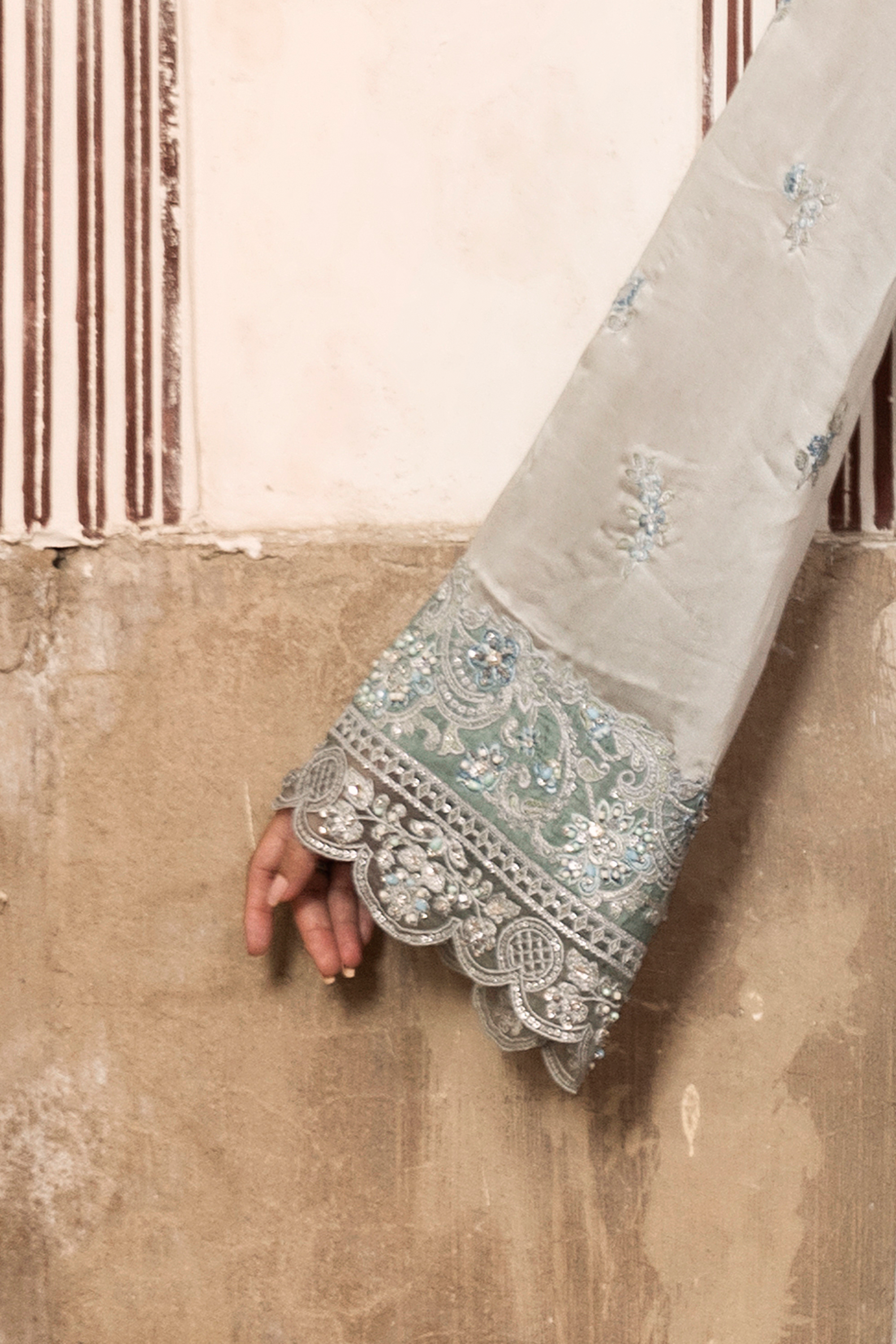Silver Embroidered Luxury Festive Suit-Anaya Festive ’26