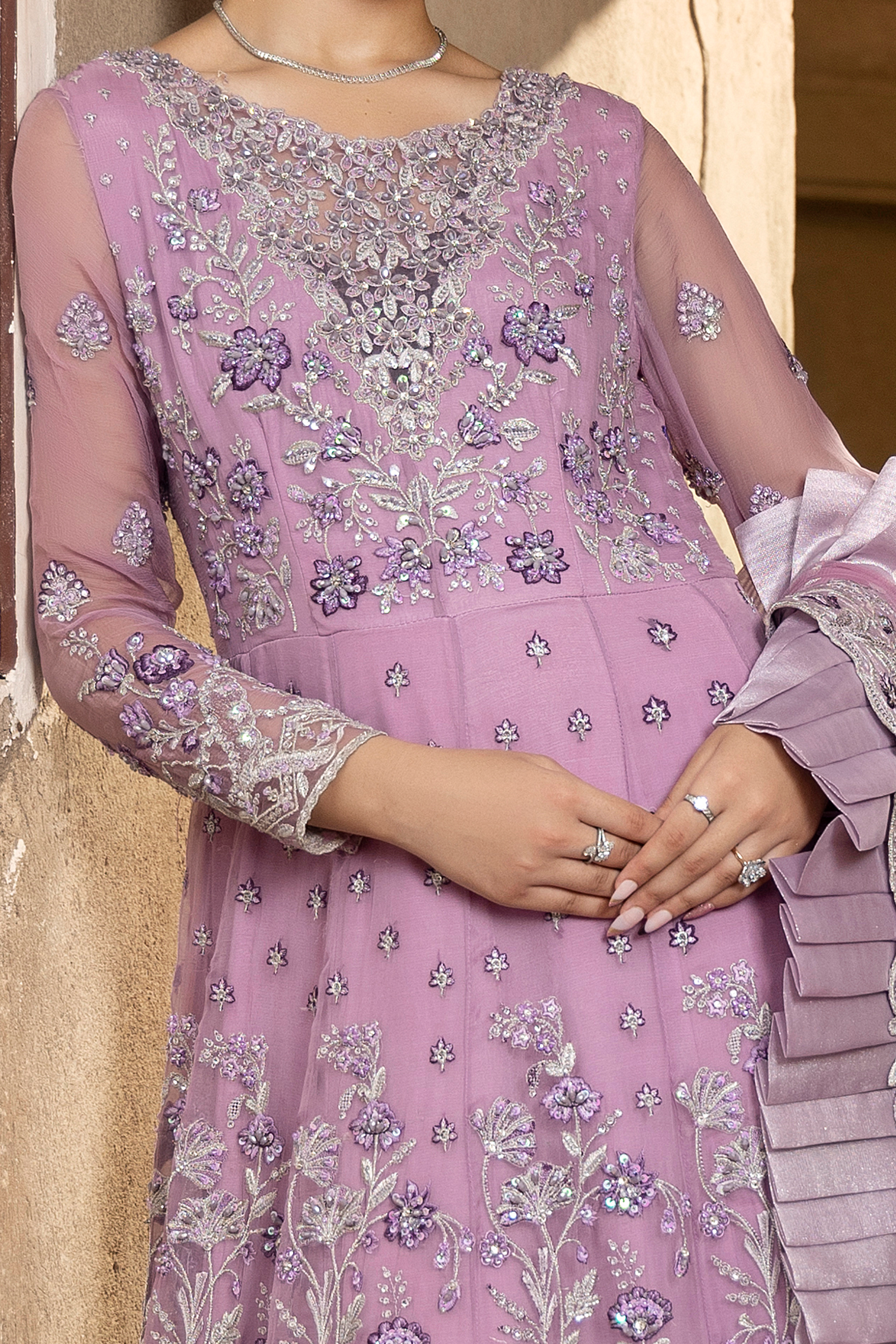 Pink Floral Embroidered Pakistani Festive Suit-Anaya Festive ’26