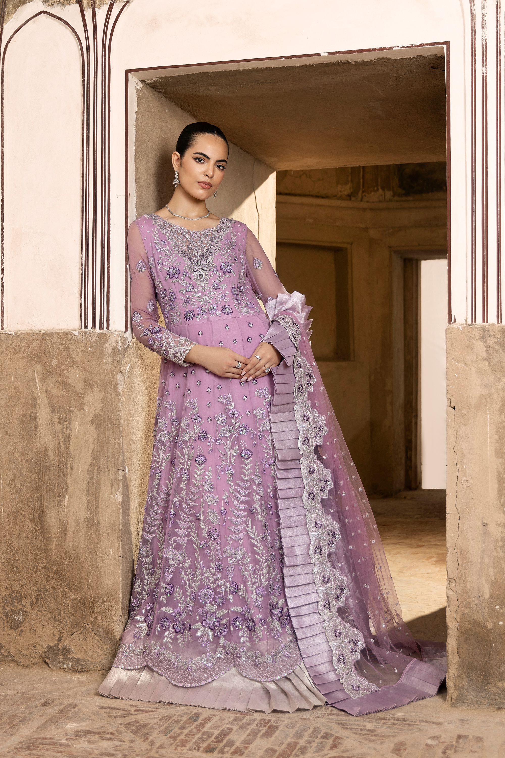 Pink Floral Embroidered Pakistani Festive Suit-Anaya Festive ’26