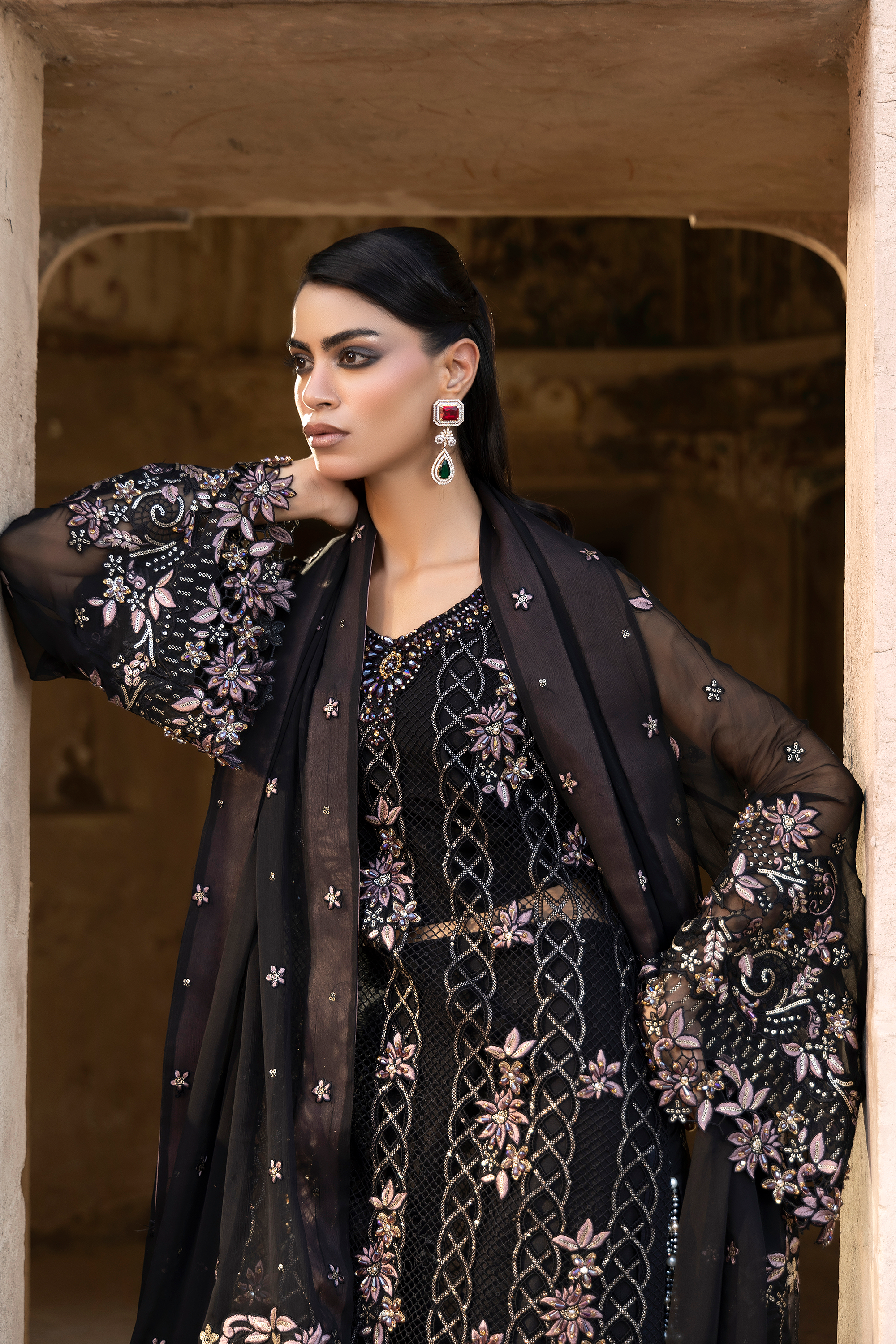 Black Embroidered Pakistani Festive Suit-Anaya Festive ’26