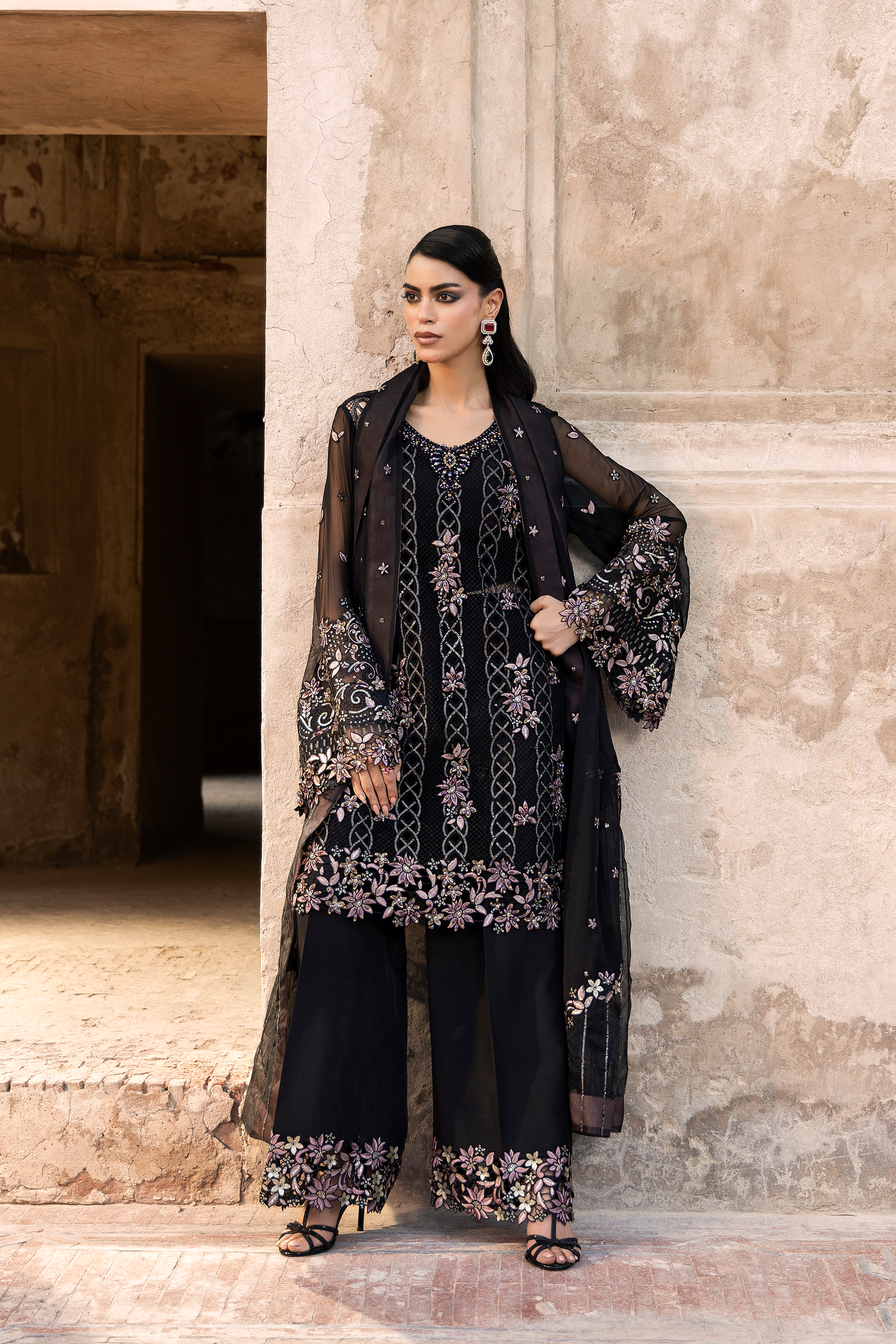 Black Embroidered Pakistani Festive Suit-Anaya Festive ’26
