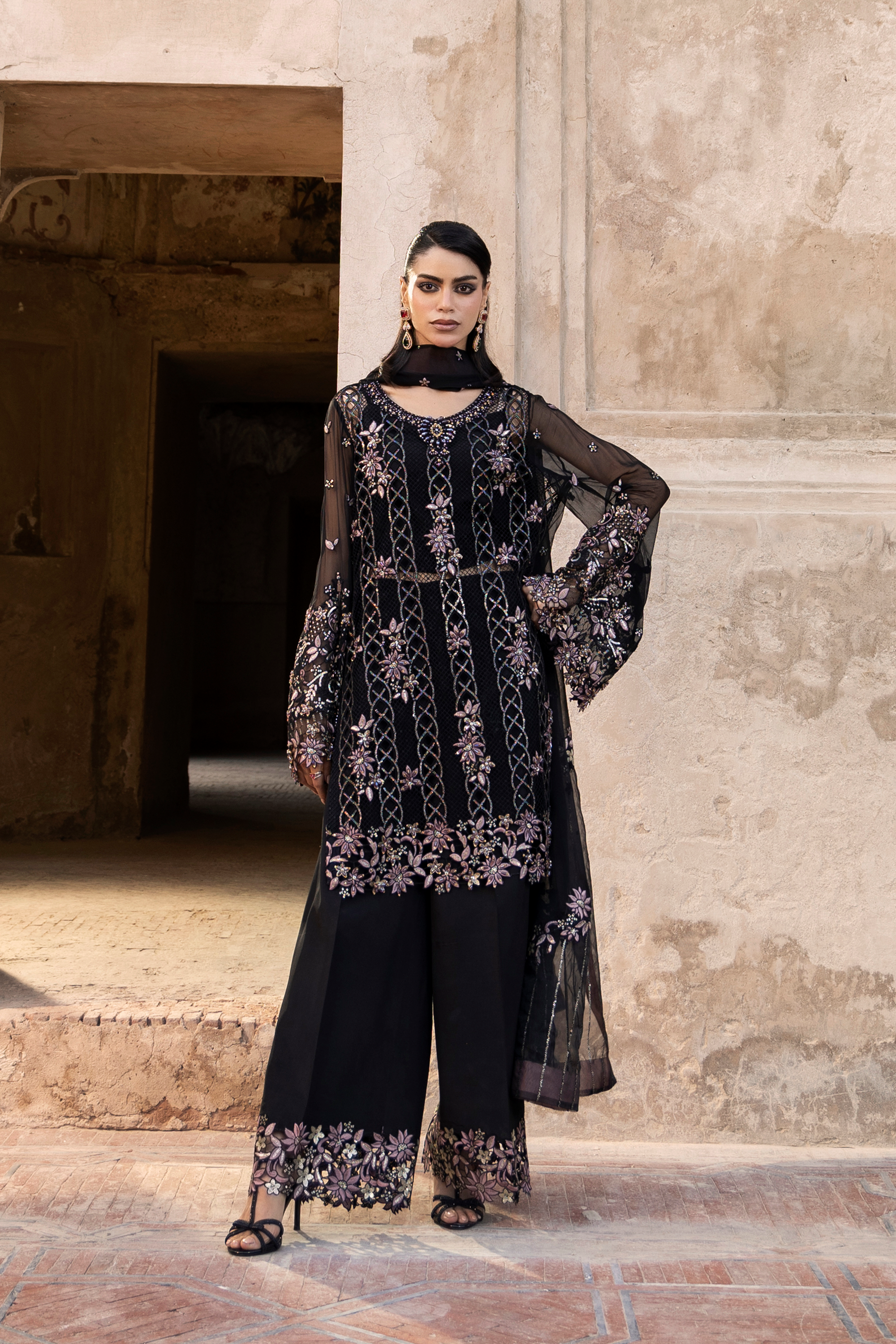 Black Embroidered Pakistani Festive Suit-Anaya Festive ’26