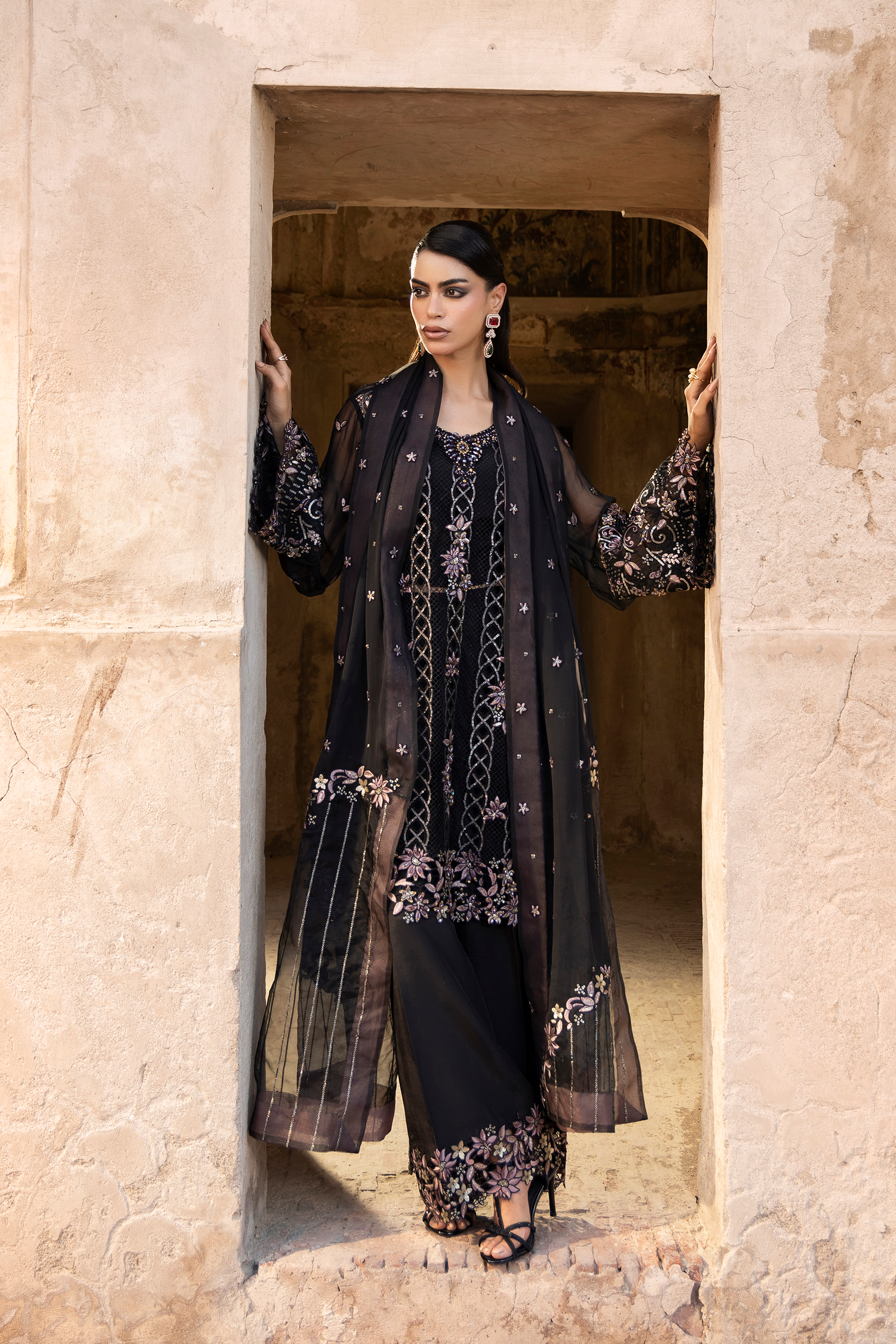 Black Embroidered Pakistani Festive Suit-Anaya Festive ’26