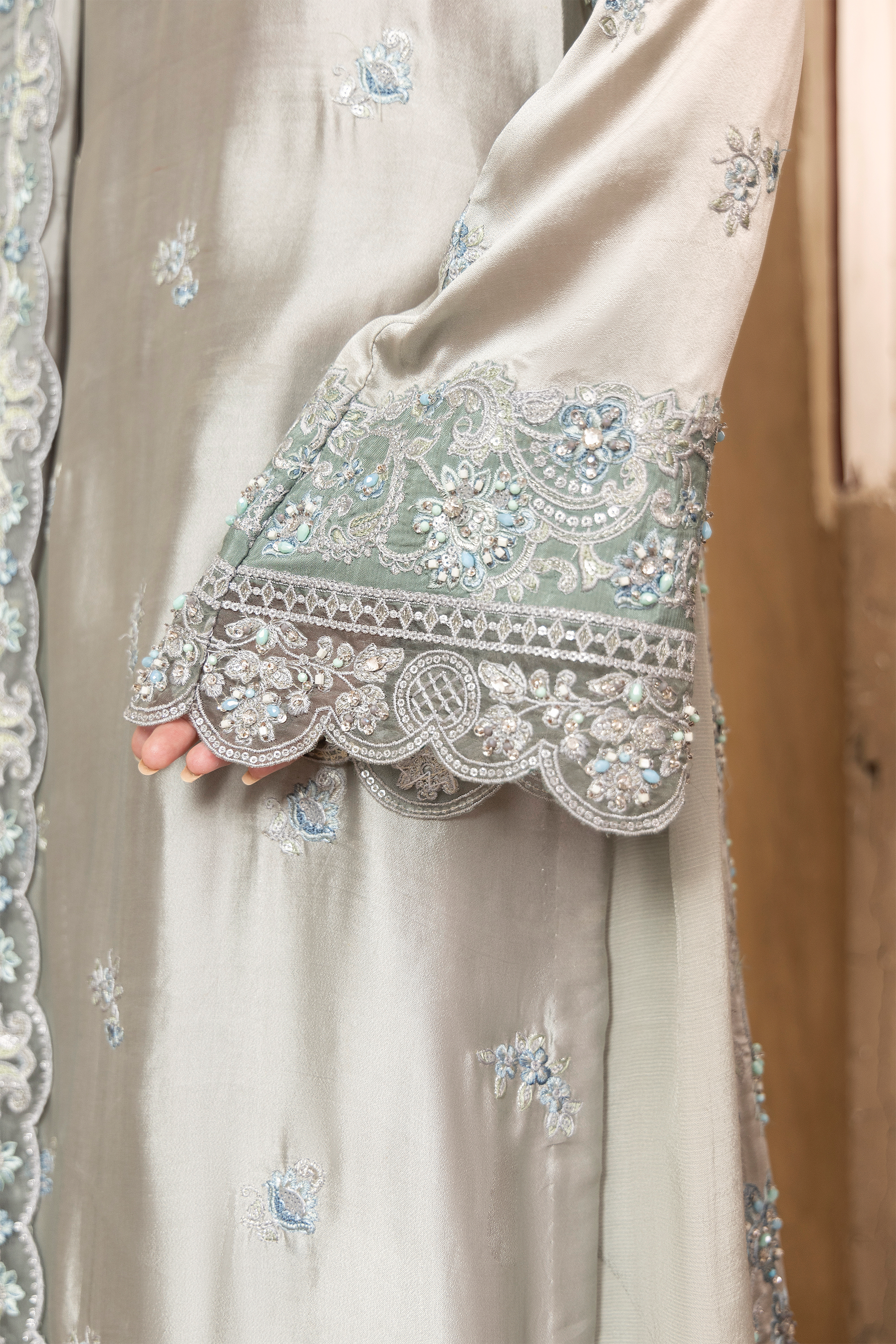 Silver Embroidered Luxury Festive Suit-Anaya Festive ’26