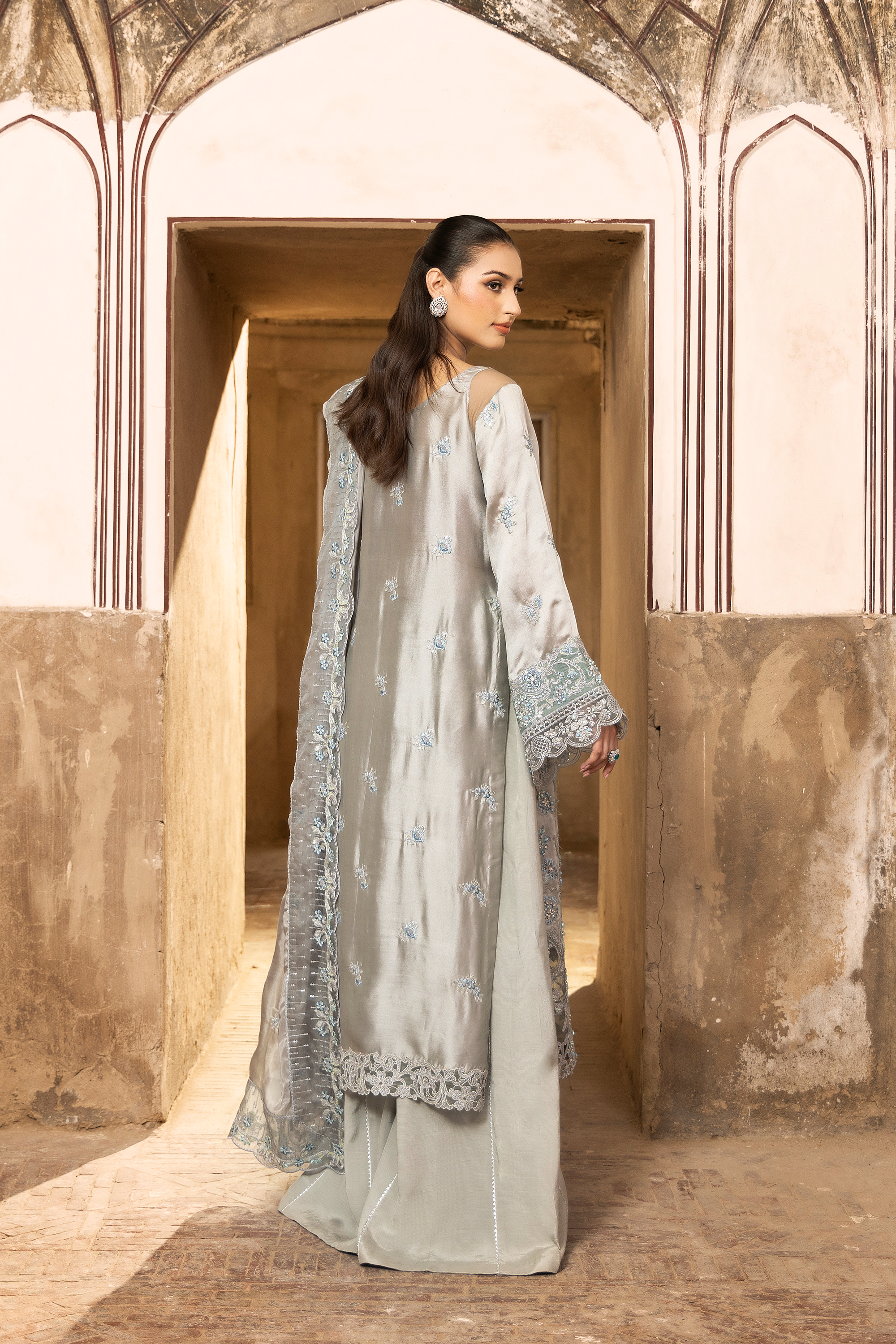 Silver Embroidered Luxury Festive Suit-Anaya Festive ’26