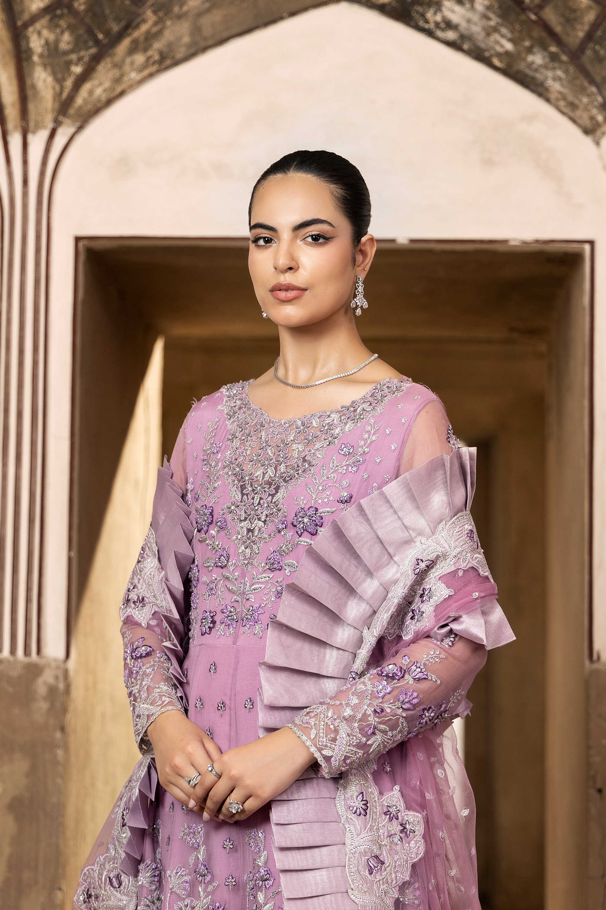 Pink Floral Embroidered Pakistani Festive Suit-Anaya Festive ’26