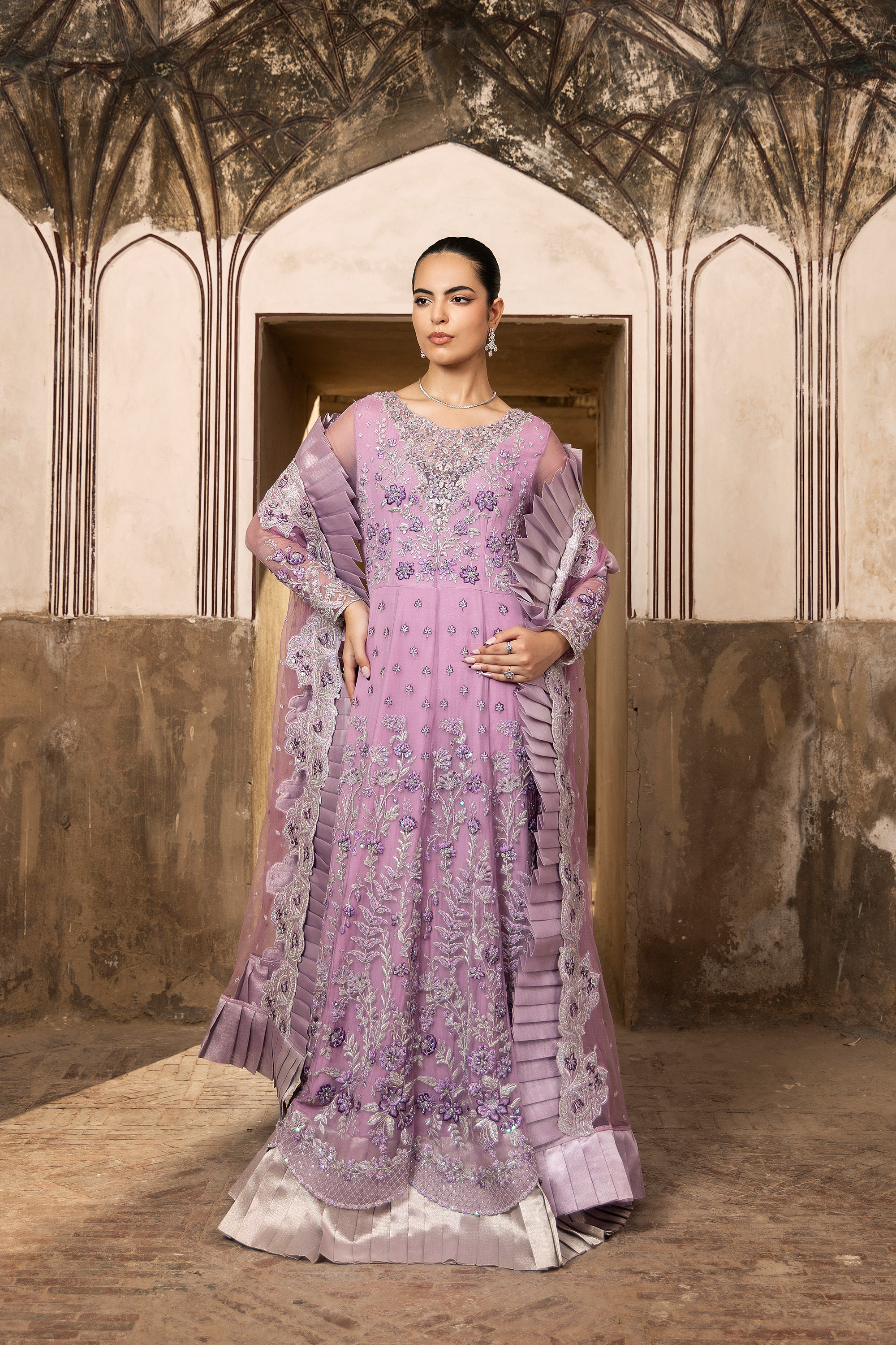 Pink Floral Embroidered Pakistani Festive Suit-Anaya Festive ’26