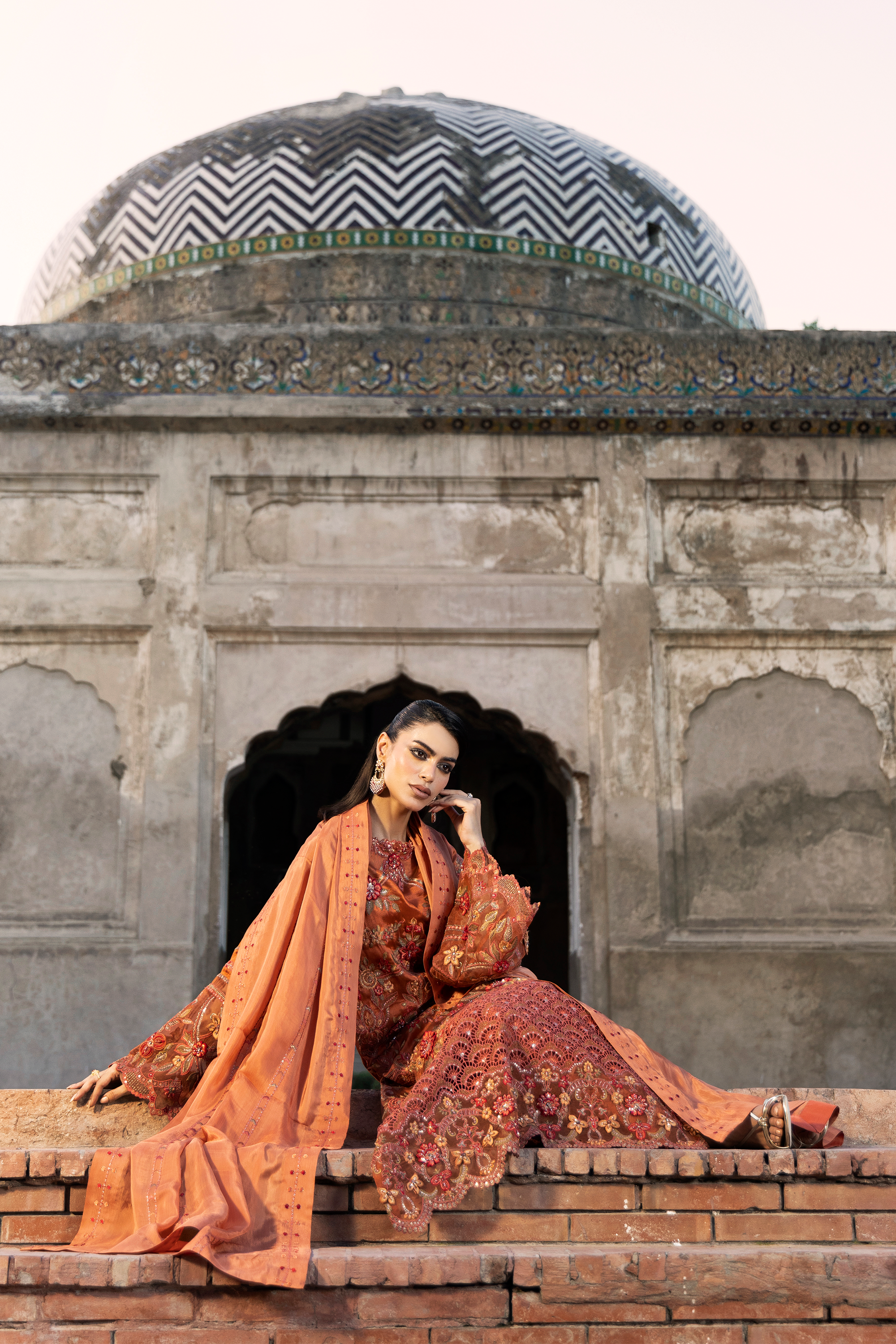 Rust Embroidered Pakistani Festive Suit-Anaya Festive ’26