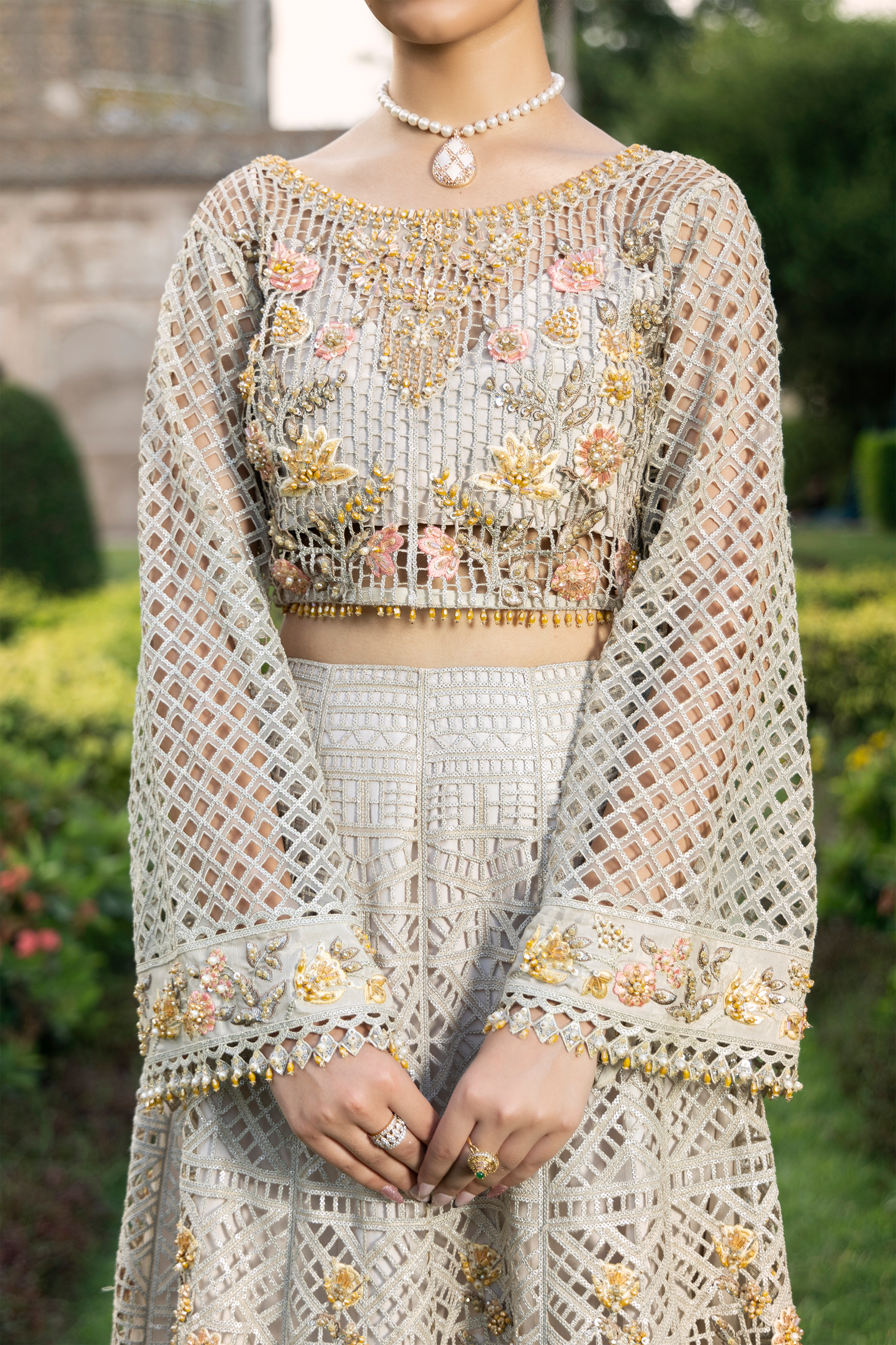 Ivory Floral Embroidered Pakistani Luxury Formal Dress-Anaya Festive ’26 –