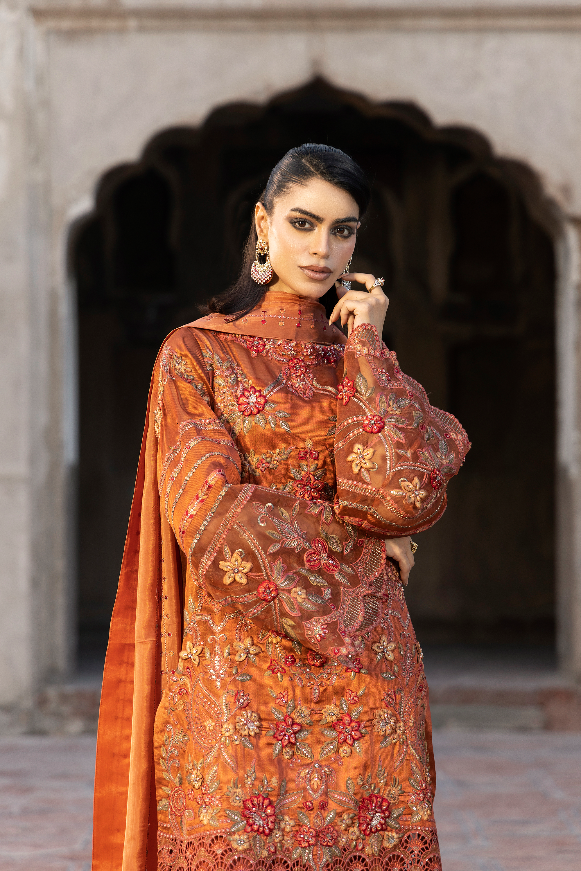 Rust Embroidered Pakistani Festive Suit-Anaya Festive ’26