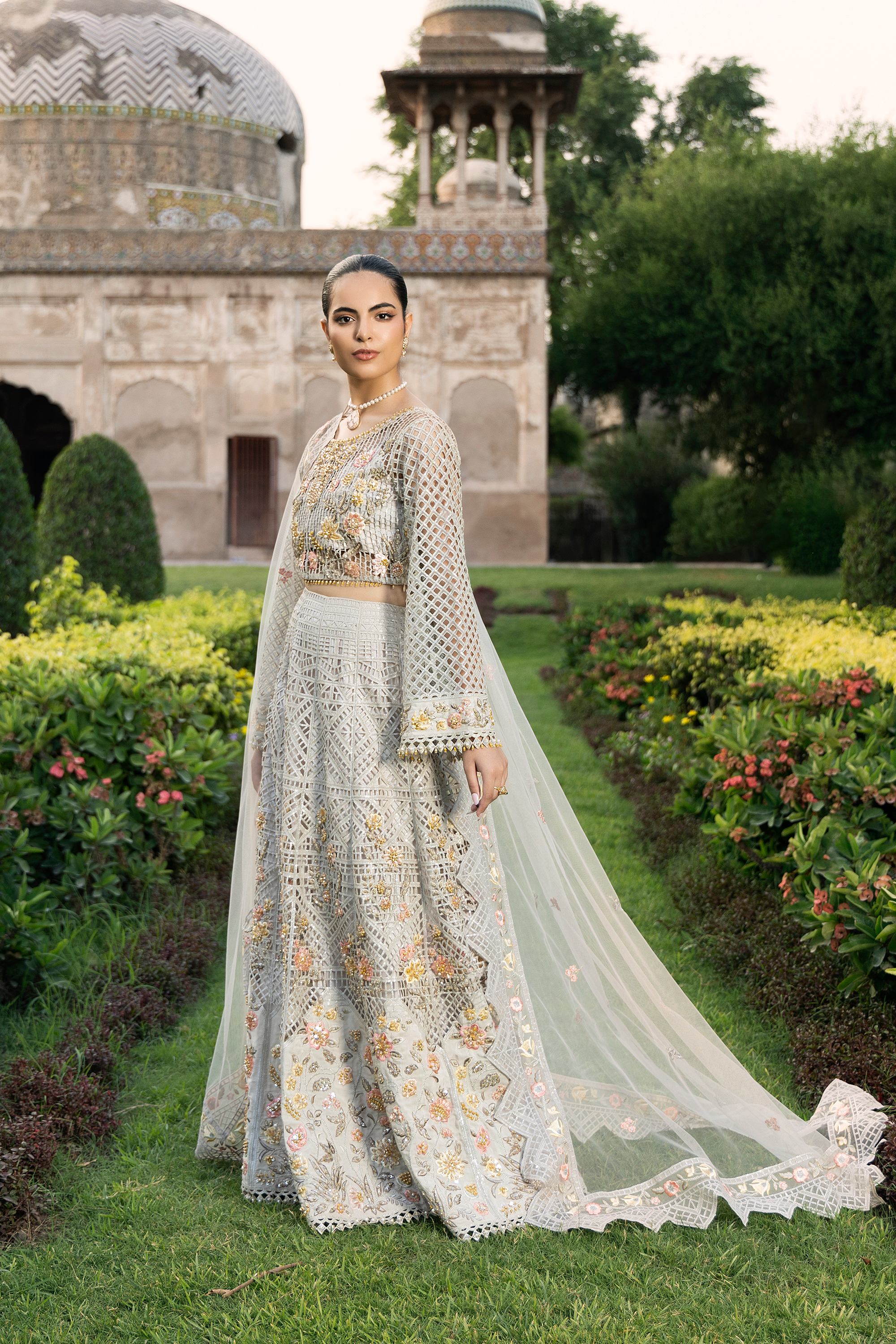 Ivory Floral Embroidered Pakistani Luxury Formal Dress-Anaya Festive ’26 –