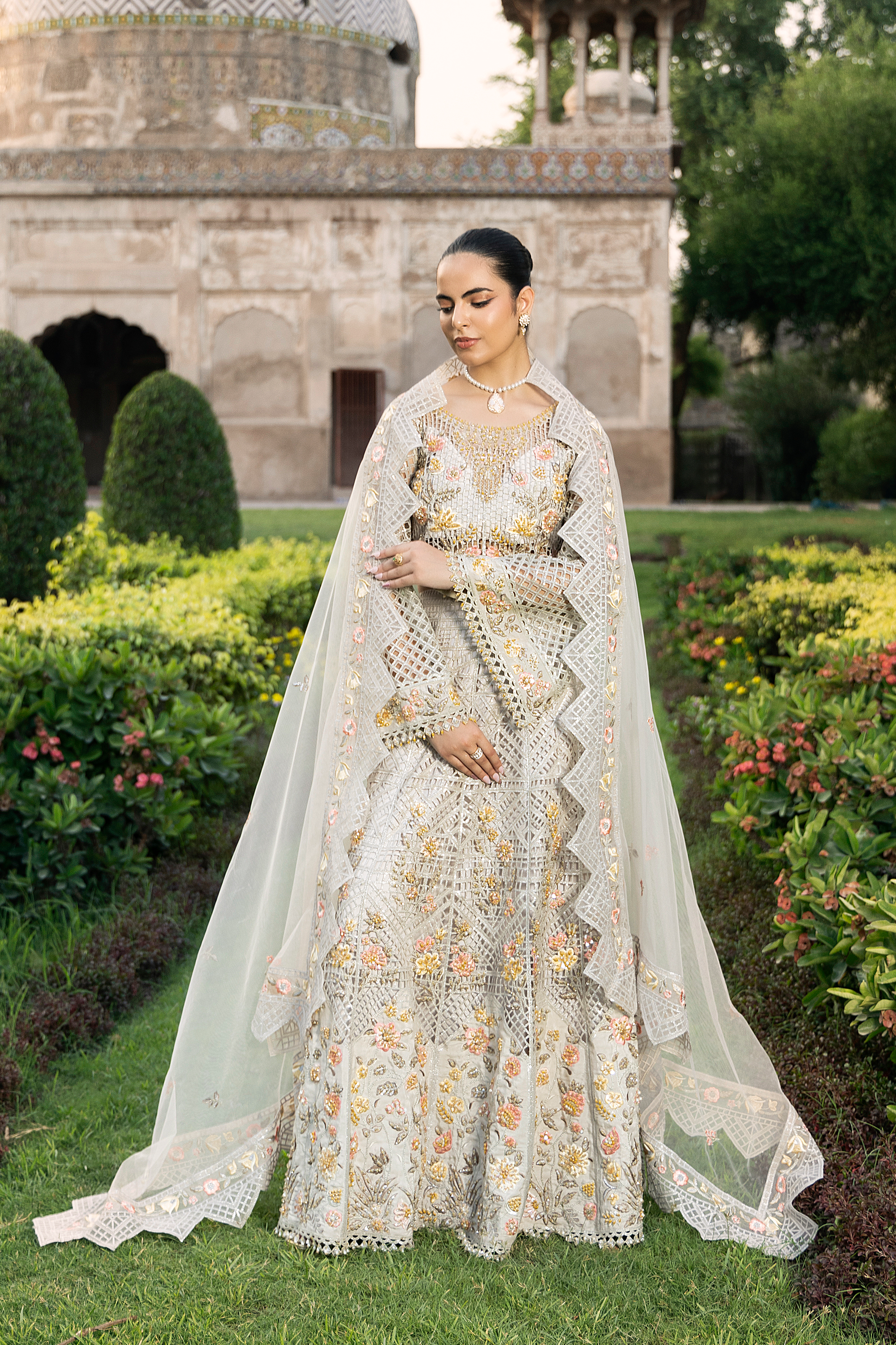 Ivory Floral Embroidered Pakistani Luxury Formal Dress-Anaya Festive ’26 –