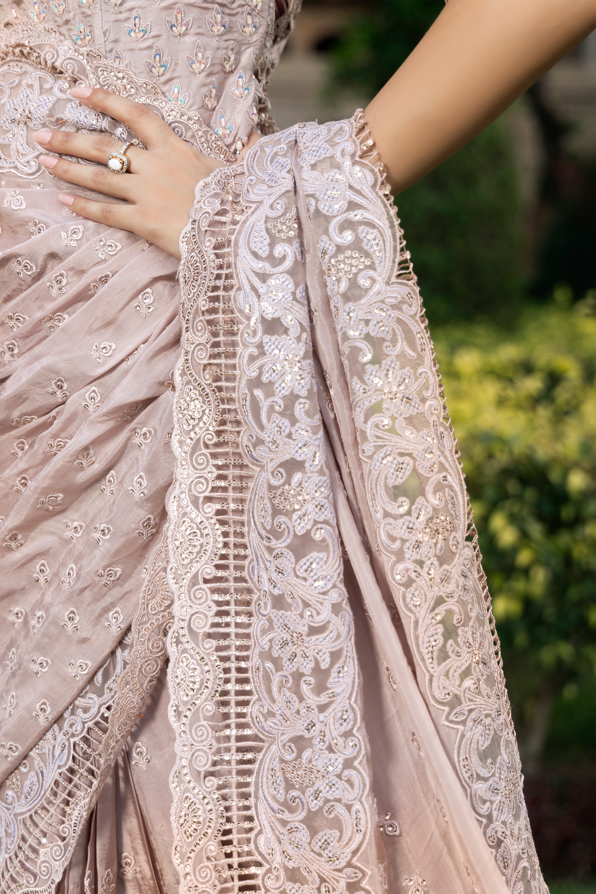 Blush Pink Embroidered Saree New Design-Anaya Festive ’26