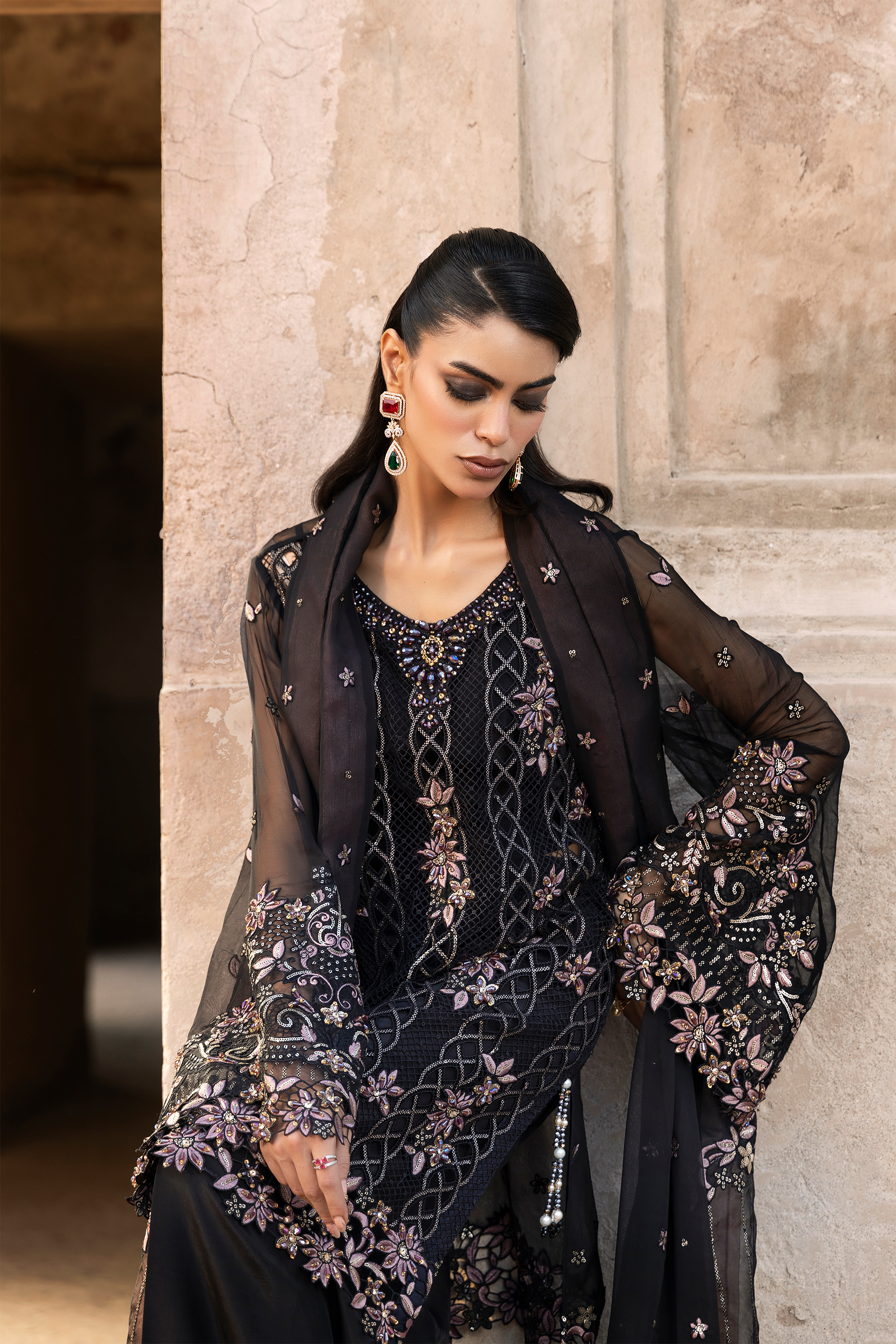 Black Embroidered Pakistani Festive Suit-Anaya Festive ’26