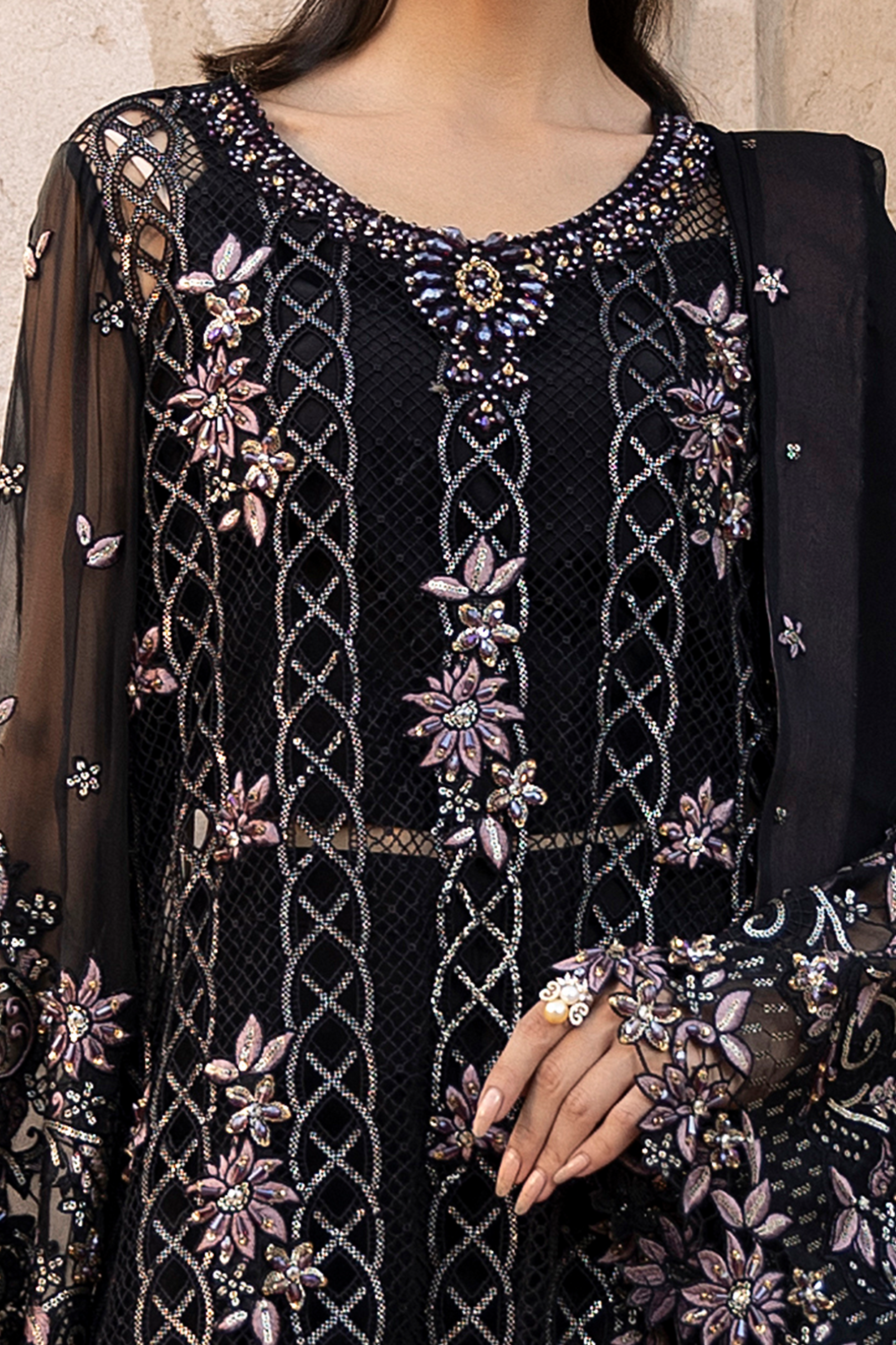 Black Embroidered Pakistani Festive Suit-Anaya Festive ’26