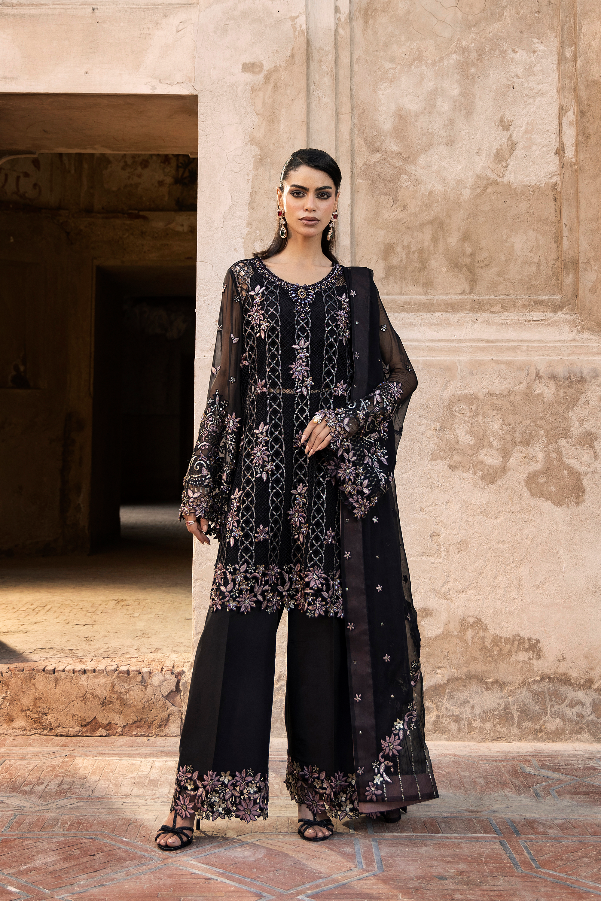 Black Embroidered Pakistani Festive Suit-Anaya Festive ’26